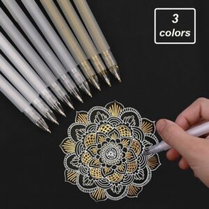 3Pcs Premium White Gel Pen Set 0.6mm Fine Tip Henna Art Sketching Pens