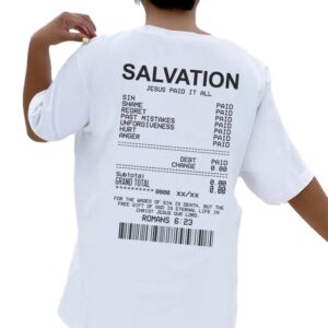 Salvation Back Print Bible Verse T-Shirts Oversized